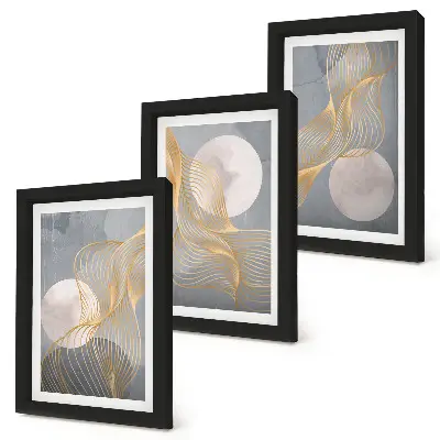 Photo frame wall Abstract patterns with waves and circles on a gray background