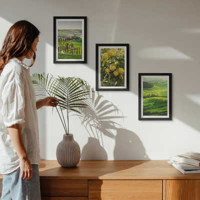 Photo frame wall Italian landscapes with citrus trees and green hills
