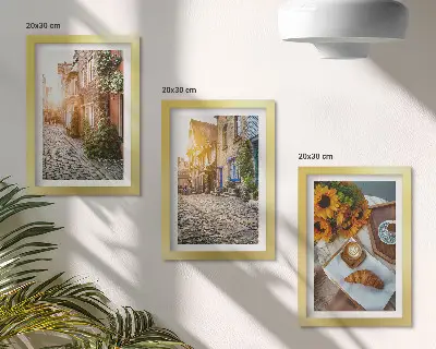 Photo frame wall Charming streets with coffee and sunflowers