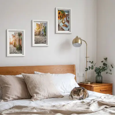 Photo frame wall Charming streets with coffee and sunflowers
