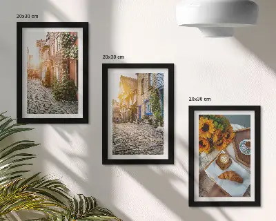 Photo frame wall Charming streets with coffee and sunflowers
