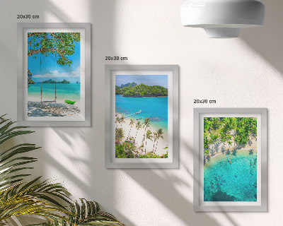 3-piece wall art set Tropical beaches with palm trees and crystal clear waters