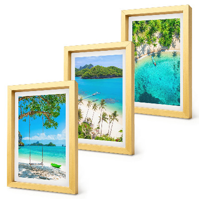 3-piece wall art set Tropical beaches with palm trees and crystal clear waters