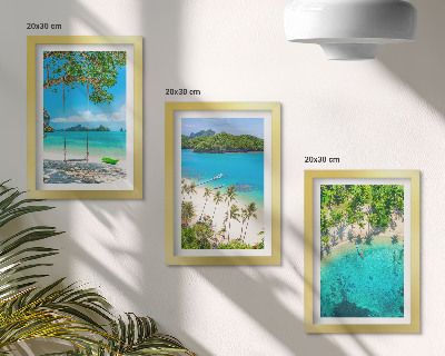 3-piece wall art set Tropical beaches with palm trees and crystal clear waters