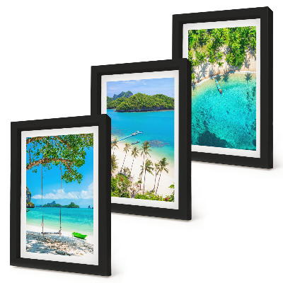 3-piece wall art set Tropical beaches with palm trees and crystal clear waters