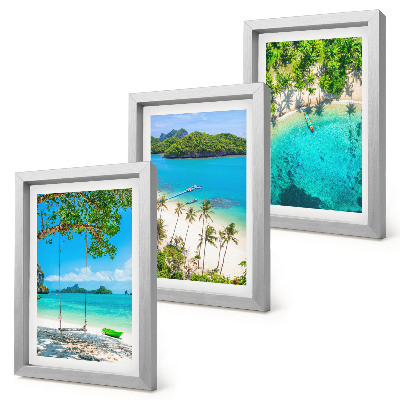 3-piece wall art set Tropical beaches with palm trees and crystal clear waters