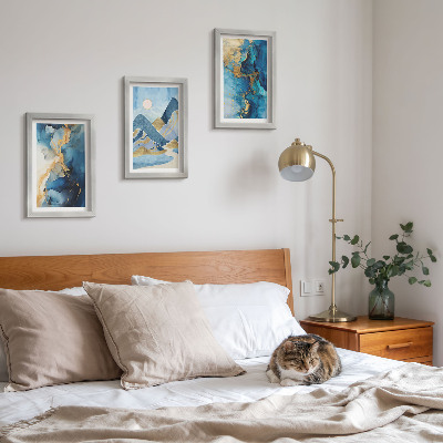 Photo frame wall Blue mountains with abstract pattern elements