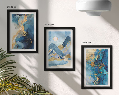 Photo frame wall Blue mountains with abstract pattern elements