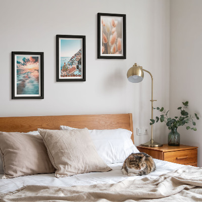 Photo frame wall Sea view sunset colorful houses flowers