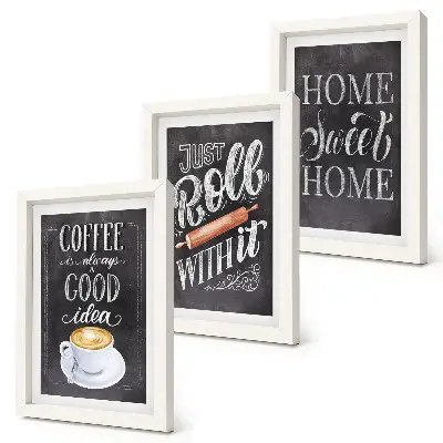 Photo frame wall featuring a coffee and cozy home theme