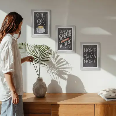 Photo frame wall featuring a coffee and cozy home theme