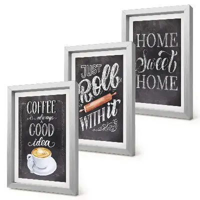 Photo frame wall featuring a coffee and cozy home theme