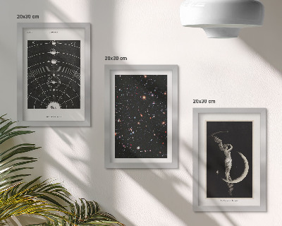 3-piece wall art set Solar system galaxy night figure on the moon