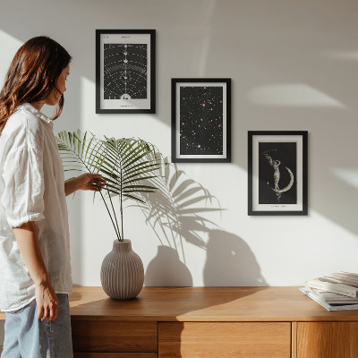 3-piece wall art set Solar system galaxy night figure on the moon
