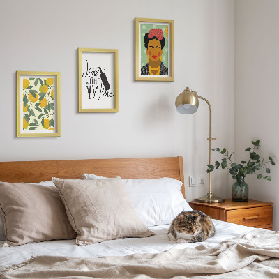 Photo frame wall Lemons slogan about wine portrait of Frida Kahlo