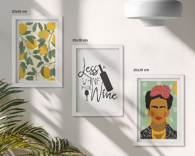 Photo frame wall Lemons slogan about wine portrait of Frida Kahlo