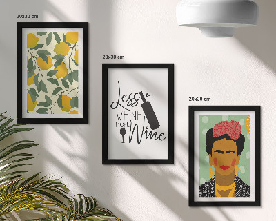 Photo frame wall Lemons slogan about wine portrait of Frida Kahlo