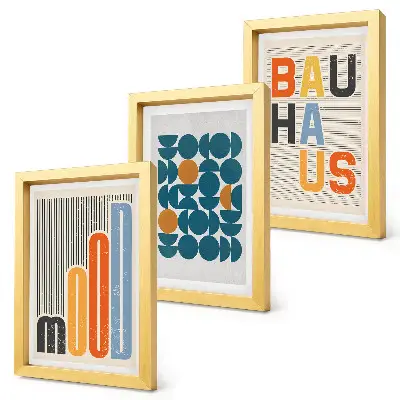 Framed triptych Geometric patterns posters Bauhaus style