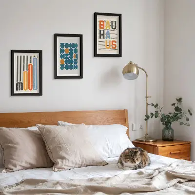 Framed triptych Geometric patterns posters Bauhaus style