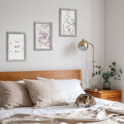 3-piece wall art set Flowers and family in a minimalist design