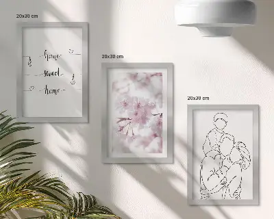 3-Piece wall art set featuring flowers and family in a minimalist design