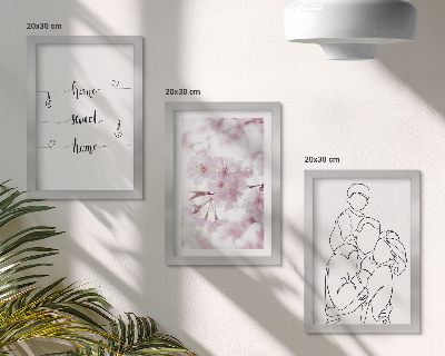 3-piece wall art set Flowers and family in a minimalist design
