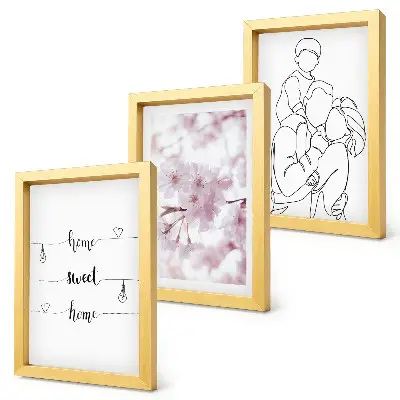 3-Piece wall art set featuring flowers and family in a minimalist design