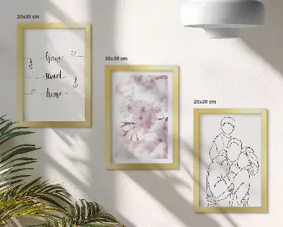 3-Piece wall art set featuring flowers and family in a minimalist design
