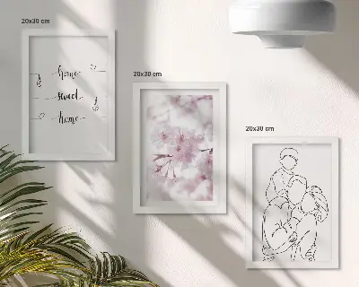 3-Piece wall art set featuring flowers and family in a minimalist design