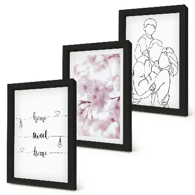 3-Piece wall art set featuring flowers and family in a minimalist design