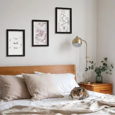 3-Piece wall art set featuring flowers and family in a minimalist design