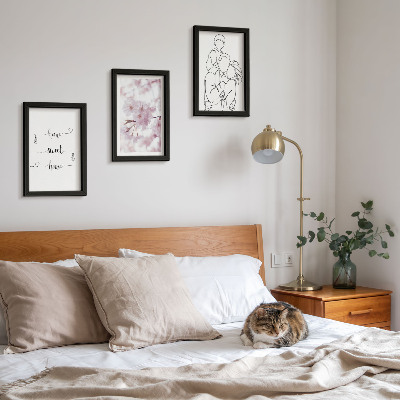 3-piece wall art set Flowers and family in a minimalist design