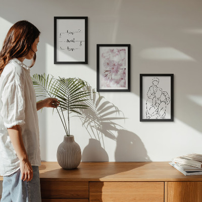 3-piece wall art set Flowers and family in a minimalist design