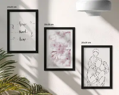 3-Piece wall art set featuring flowers and family in a minimalist design