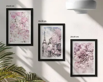 Photo frame wall gallery set romantic landscape featuring flowers in shades of pink