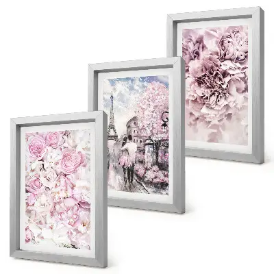 Photo frame wall gallery set romantic landscape featuring flowers in shades of pink