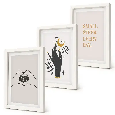 Boho minimalist illustration triptych framed set of three prints
