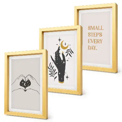 Framed triptych Minimalist illustrations inspiring boho text
