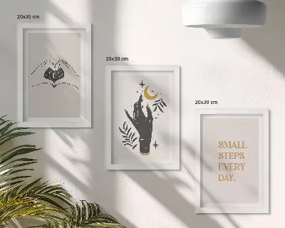 Boho minimalist illustration triptych framed set of three prints