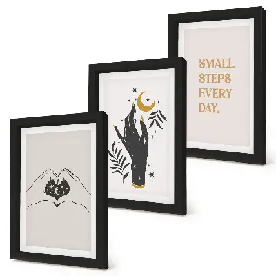 Framed triptych Minimalist illustrations inspiring boho text