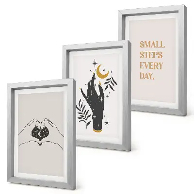 Framed triptych Minimalist illustrations inspiring boho text