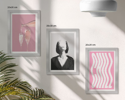 3-piece wall art set Stylish portrait of a woman in champagne relaxing
