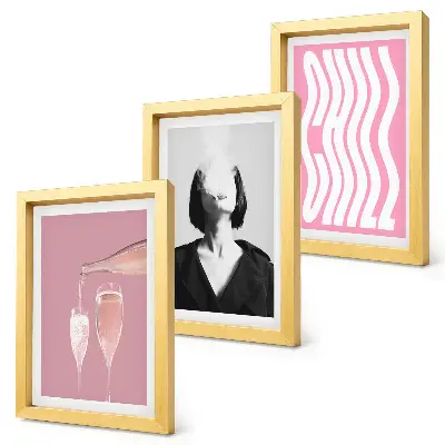 3-Piece Wall Art Set stylish portrait of a woman relaxing in champagne