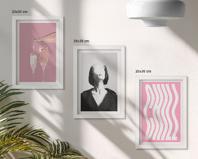 3-piece wall art set Stylish portrait of a woman in champagne relaxing