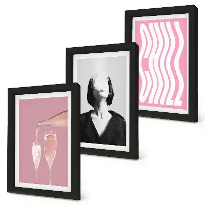3-Piece Wall Art Set stylish portrait of a woman relaxing in champagne
