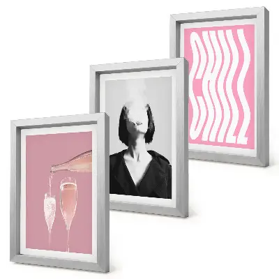 3-Piece Wall Art Set stylish portrait of a woman relaxing in champagne