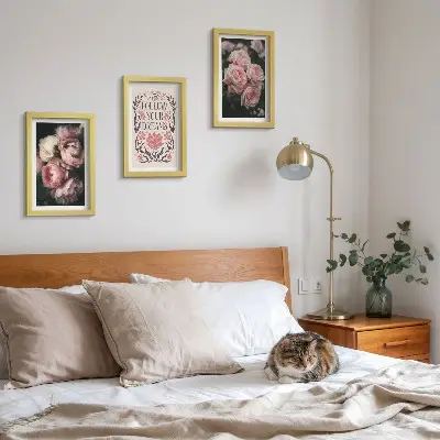 Photo frame wall vintage roses with an inscription about dreams