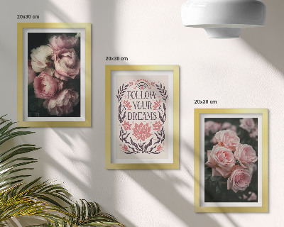 Photo frame wall Vintage roses with the inscription about dreams