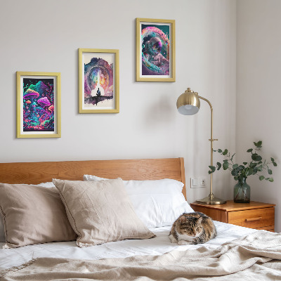 Framed triptych Colorful illustrations in fantasy art style