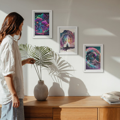 Framed triptych Colorful illustrations in fantasy art style